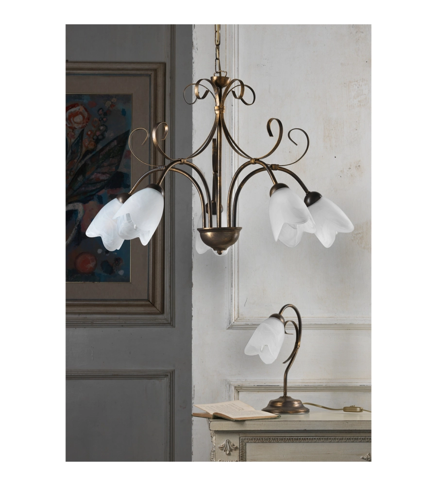 LAMPADARIO 5 LUCI ONLI "ODINO" BRONZO E14